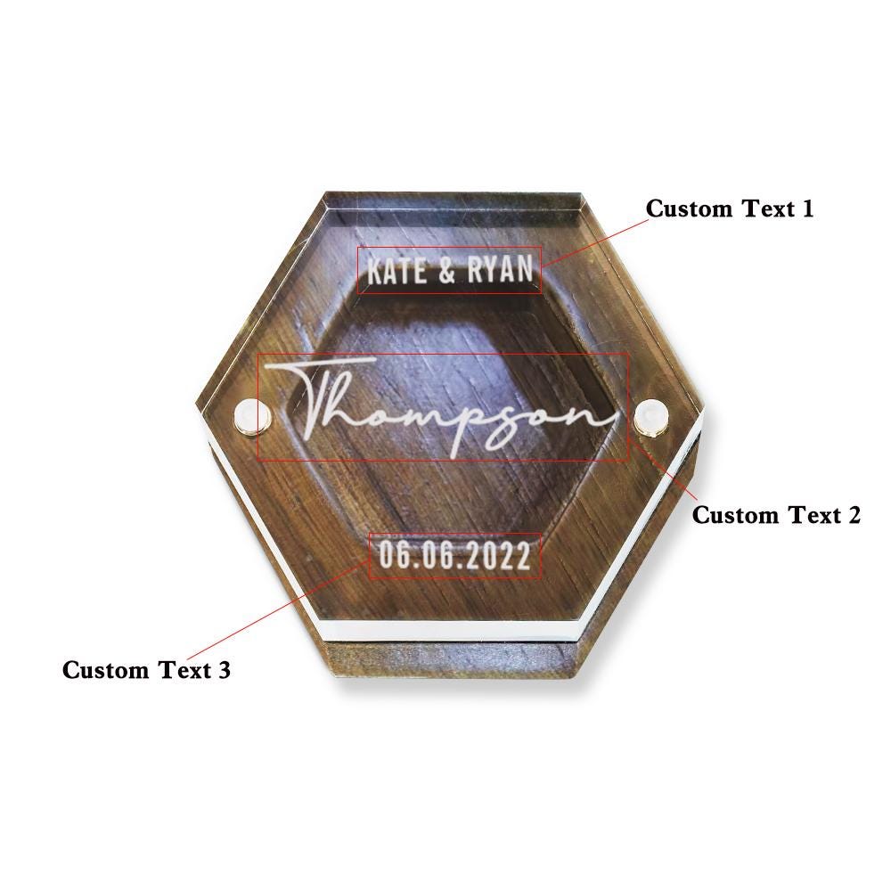 Custom Acrylic Ring Box with Magnetic Lid – Personalized Wedding Ring Holder, Transparent Jewelry Display Box, Ring Bearer Box