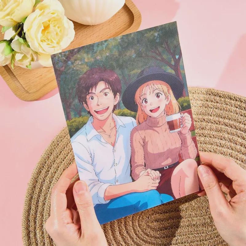 K-DualView Personalized Anime Style Lenticular Photo Frame - Custom Photo Wall Art Wedding Gift Personalized Gift Photo Print
