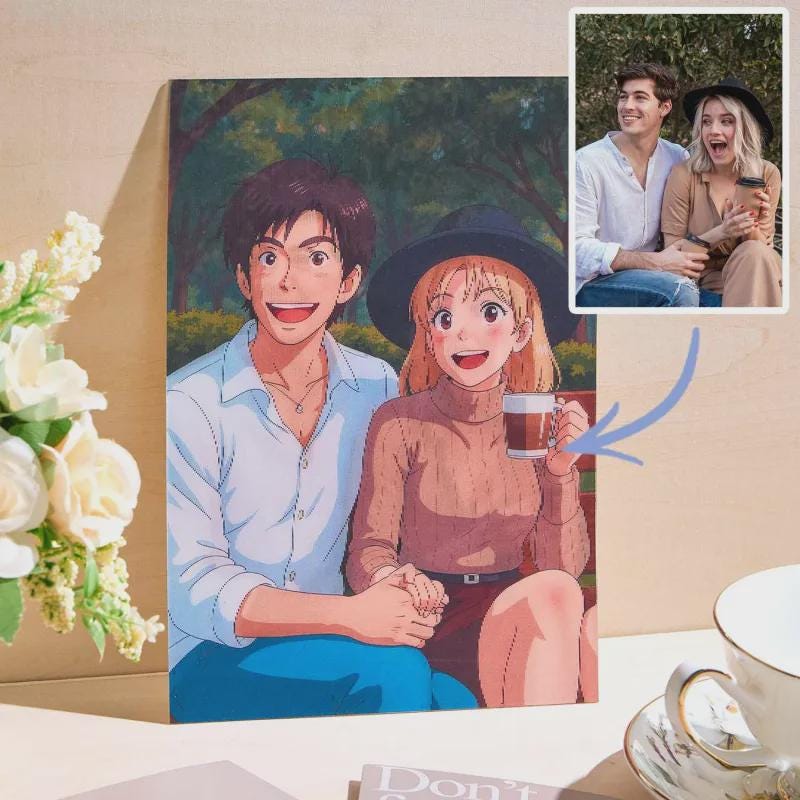 K-DualView Personalized Anime Style Lenticular Photo Frame - Custom Photo Wall Art Wedding Gift Personalized Gift Photo Print
