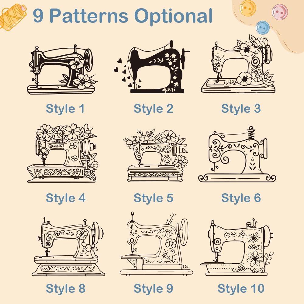 Personalized Engraved Sewing Machine Box| Pattern Wooden Storage Box, Gift for Seamstress, Sewing Enthusiast, Sewing Machine Storage,