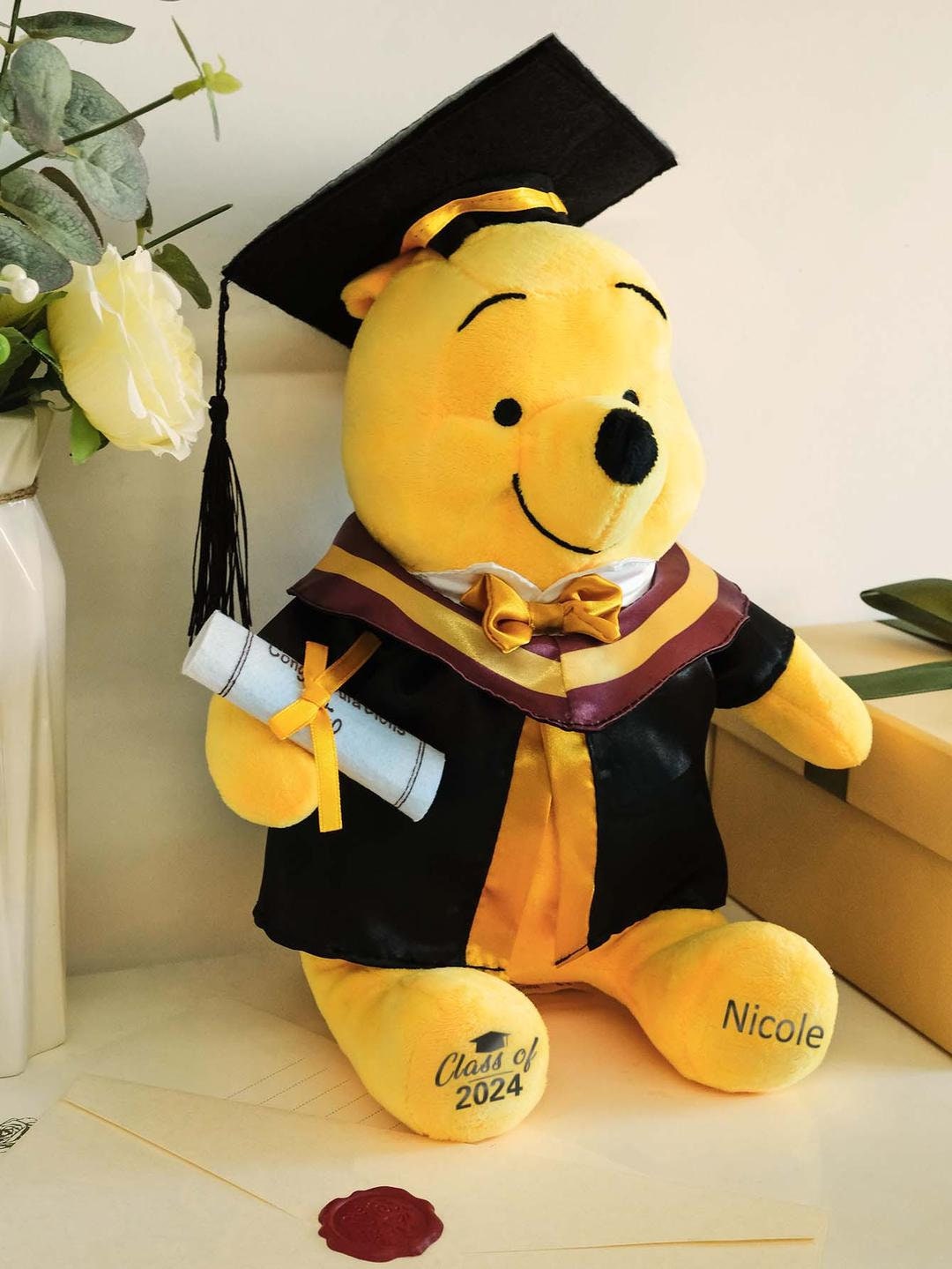 Personalized Grad. Bear Custom Graduation gift, Custom bear with Congratulations, Personalized Graduation bear, Kindergarten Graduation 2024