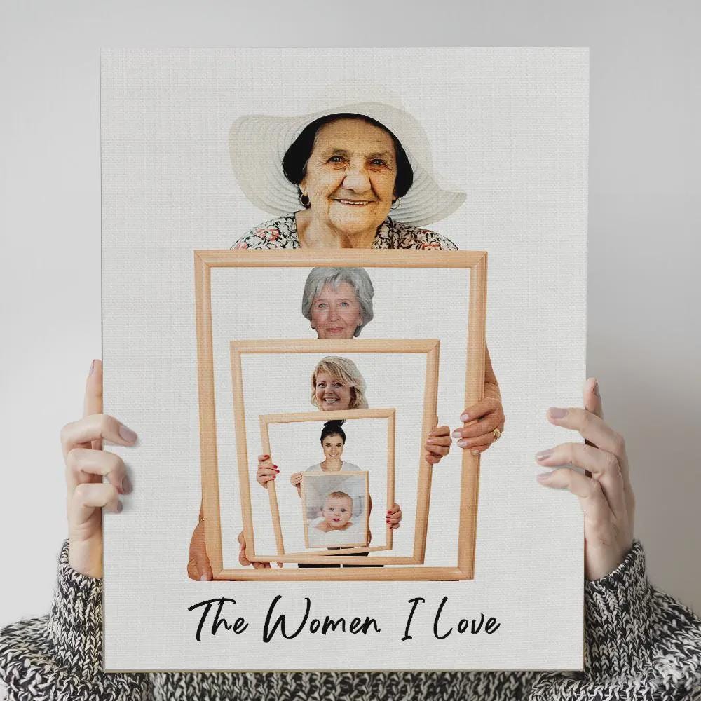The Three/ Four/ Five Ages of the Generations Painting Custom Photo To Canvas - Wall Art Home Decor, Gift or Moms, Without Frame
