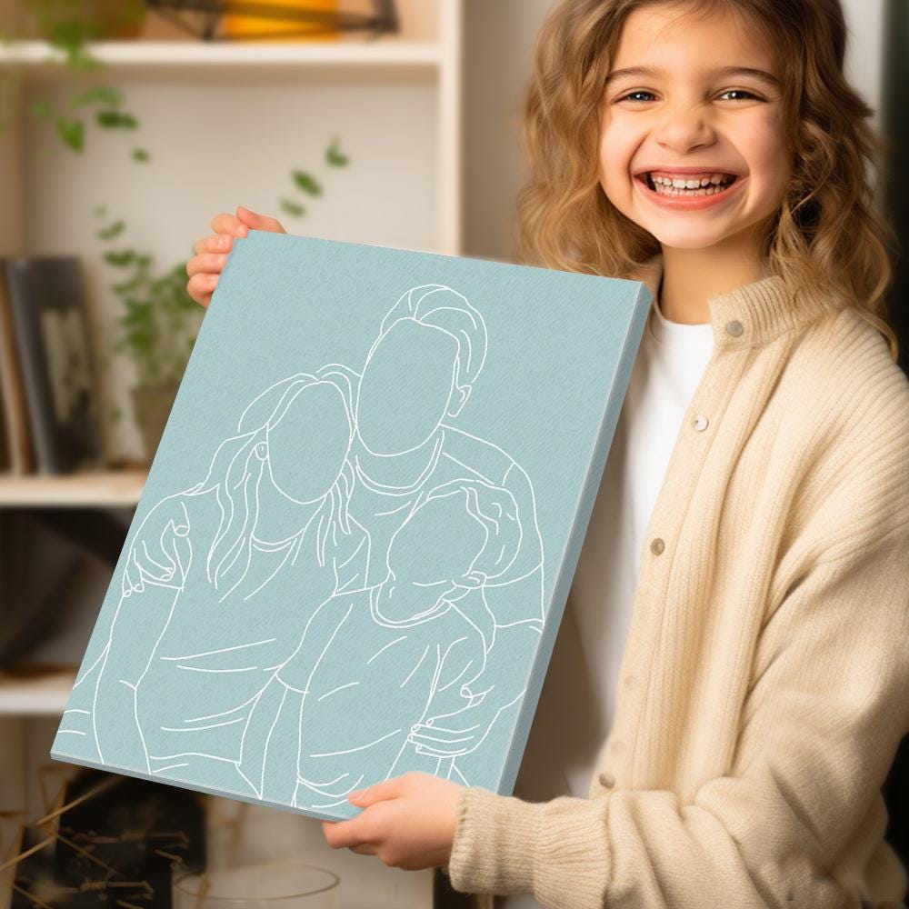 Custom Line Art Portrait from Photo โ Personalized Canvas Wall Art โ Minimalist Gift for Him, Her, Couples, Anniversary, Wedding