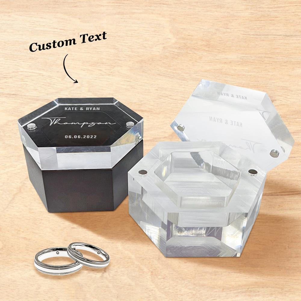 Custom Acrylic Ring Box with Magnetic Lid – Personalized Wedding Ring Holder, Transparent Jewelry Display Box, Ring Bearer Box