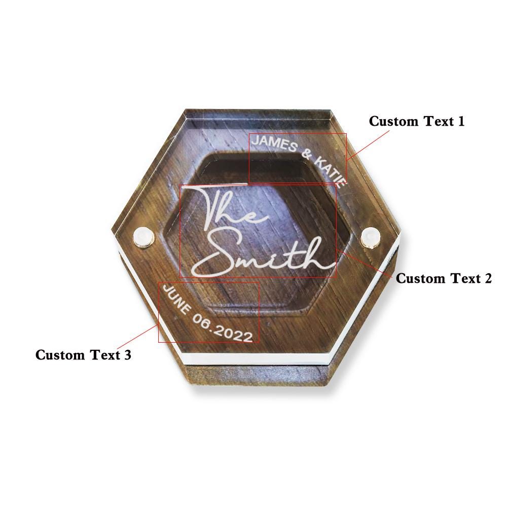 Custom Acrylic Ring Box with Magnetic Lid – Personalized Wedding Ring Holder, Transparent Jewelry Display Box, Ring Bearer Box