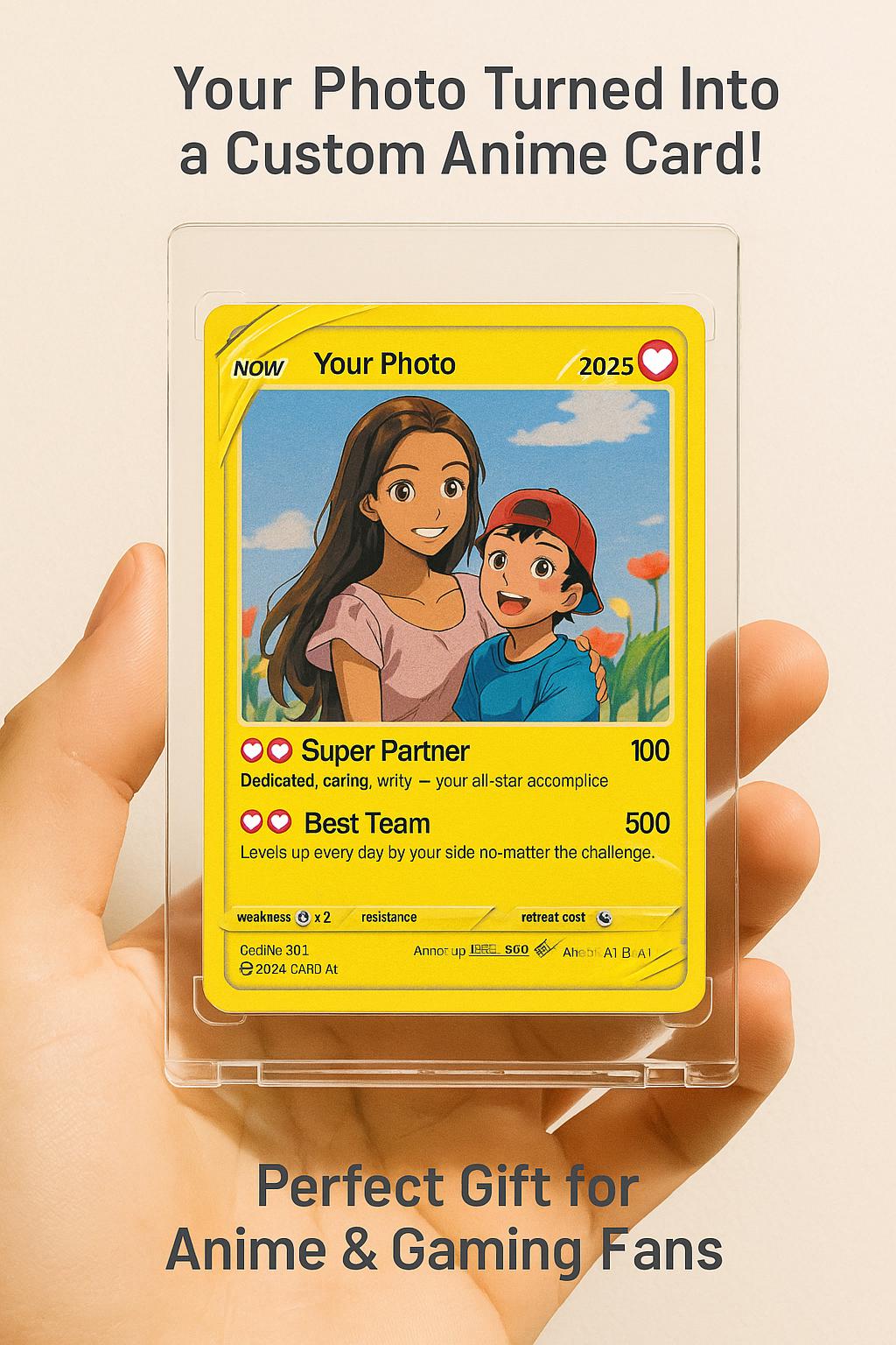 Custom Anime Trading Card – Personalized Photo Gift for Gamers & Couples, Acrylic Keepsake, Anime Boyfriend Gift, Custom Plaque
