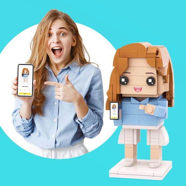 Custom Brick Figures – Personalized Mini Block Toy (1-4 People) | Square or Round Face Style | Unique Gift for Couples, Family, or Friends