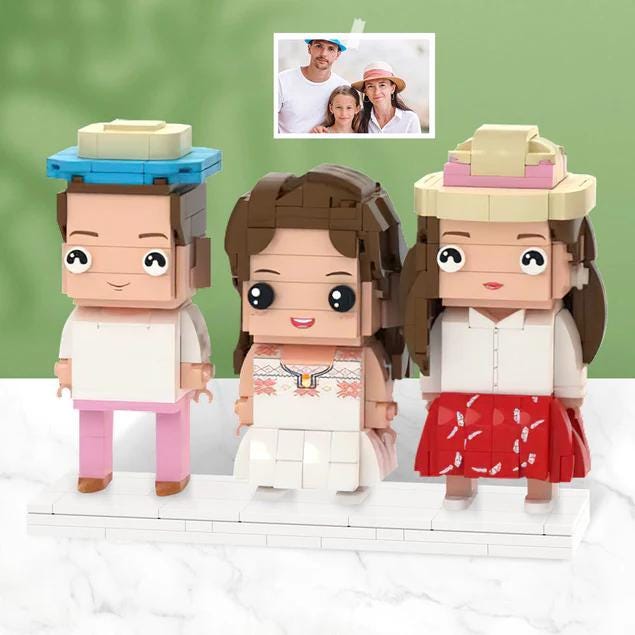 Custom Brick Figures – Personalized Mini Block Toy (1-4 People) | Square or Round Face Style | Unique Gift for Couples, Family, or Friends