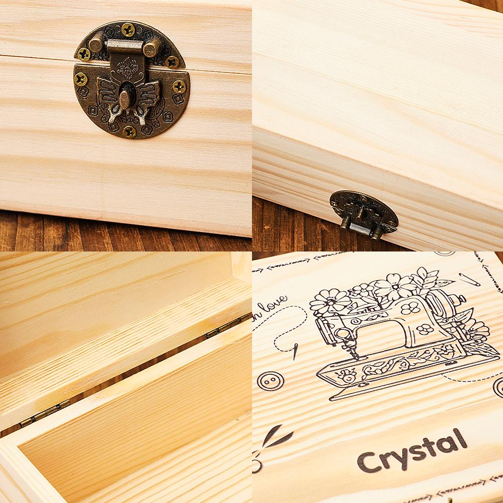 Personalized Engraved Sewing Machine Box| Pattern Wooden Storage Box, Gift for Seamstress, Sewing Enthusiast, Sewing Machine Storage,