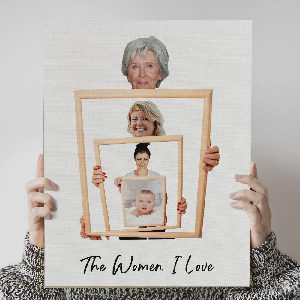 The Three/ Four/ Five Ages of the Generations Painting Custom Photo To Canvas - Wall Art Home Decor, Gift or Moms, Without Frame