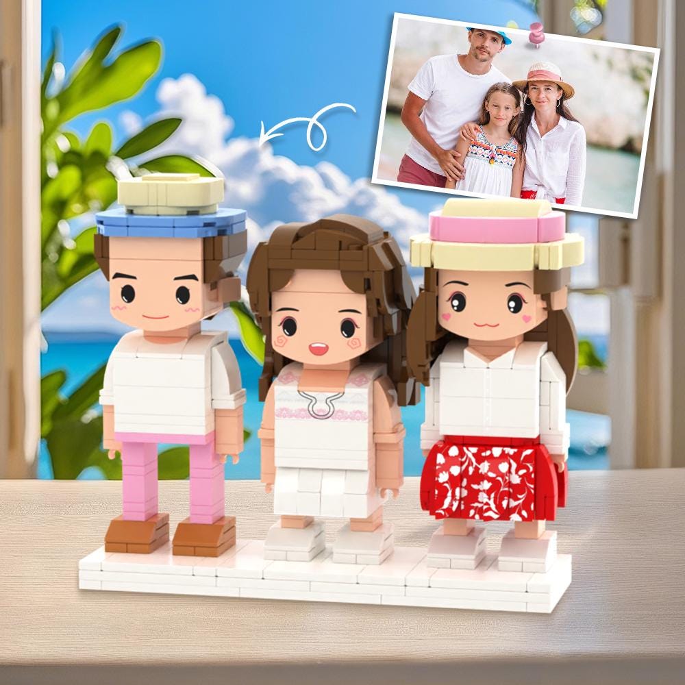 Custom Brick Figures – Personalized Mini Block Toy (1-4 People) | Square or Round Face Style | Unique Gift for Couples, Family, or Friends