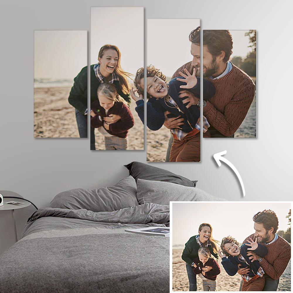Custom 4 PCS Photo Oil Painting - Custom Photo To Canvas, Canvas Print, Wall Art Home Decor, Wedding Gift Personalized Gift (Frameless)