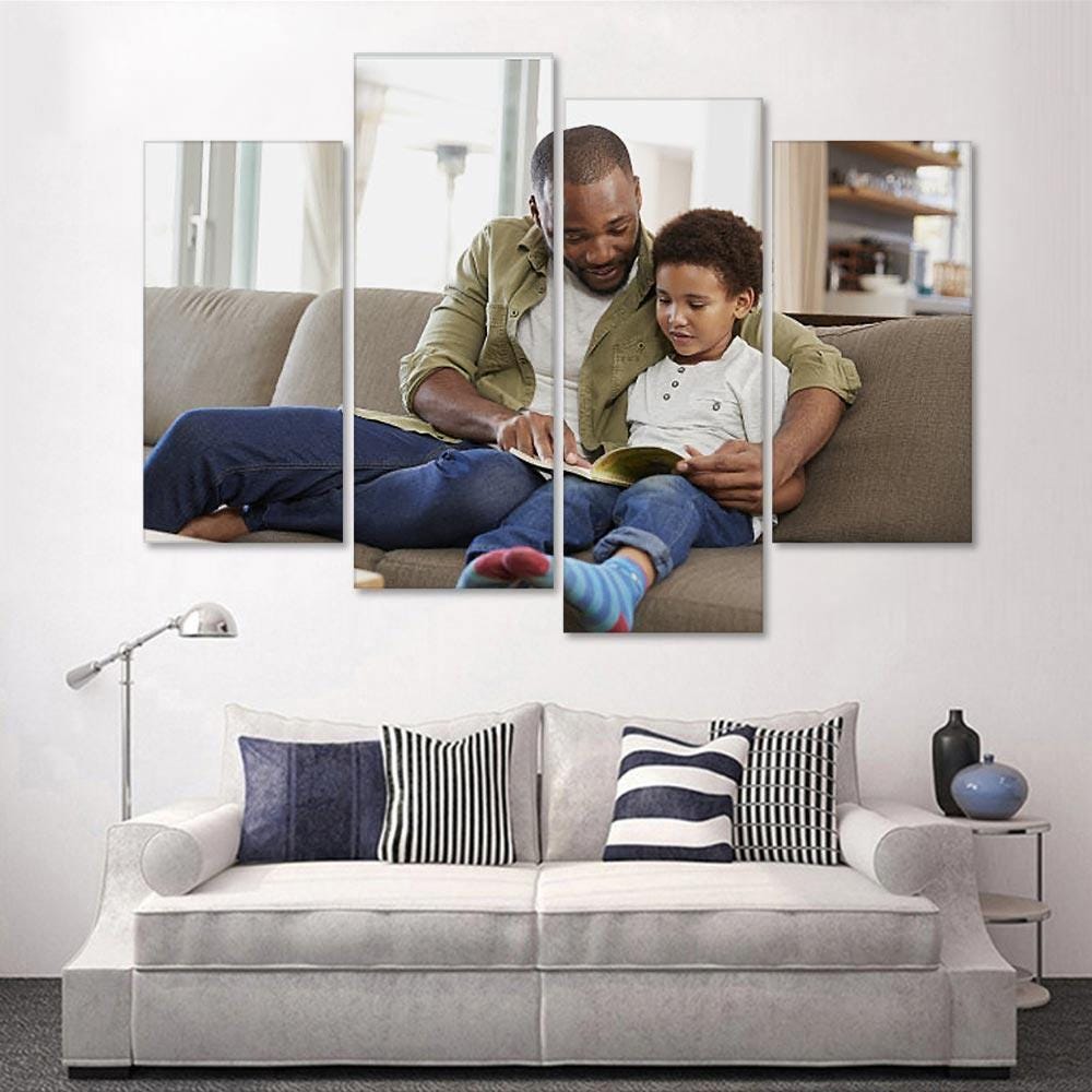 Custom 4 PCS Photo Oil Painting - Custom Photo To Canvas, Canvas Print, Wall Art Home Decor, Wedding Gift Personalized Gift (Frameless)