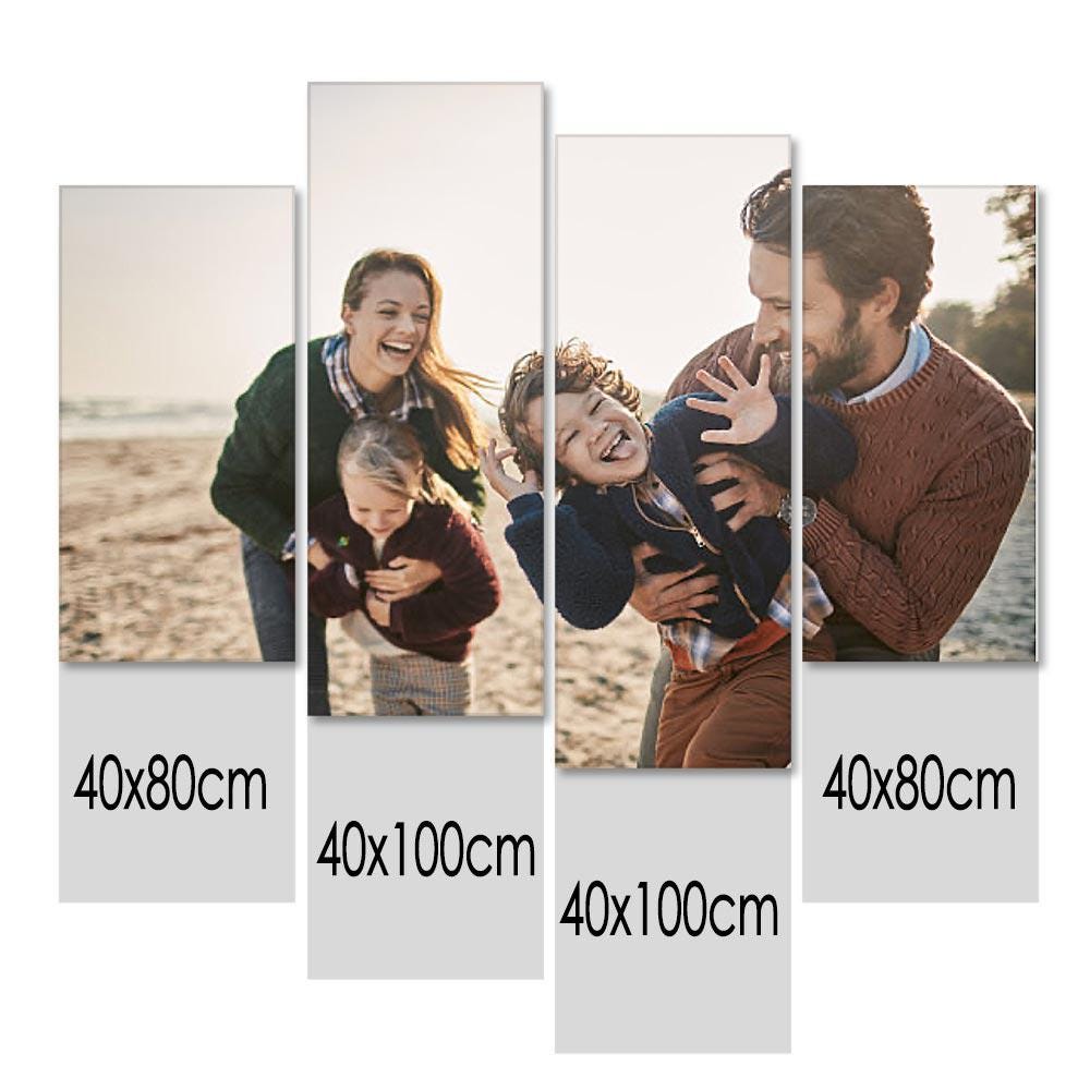Custom 4 PCS Photo Oil Painting - Custom Photo To Canvas, Canvas Print, Wall Art Home Decor, Wedding Gift Personalized Gift (Frameless)