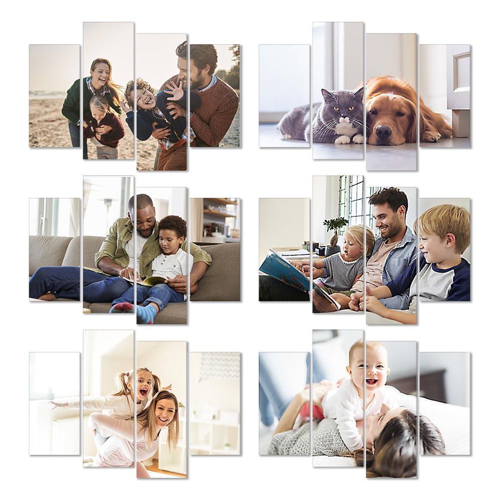 Custom 4 PCS Photo Oil Painting - Custom Photo To Canvas, Canvas Print, Wall Art Home Decor, Wedding Gift Personalized Gift (Frameless)