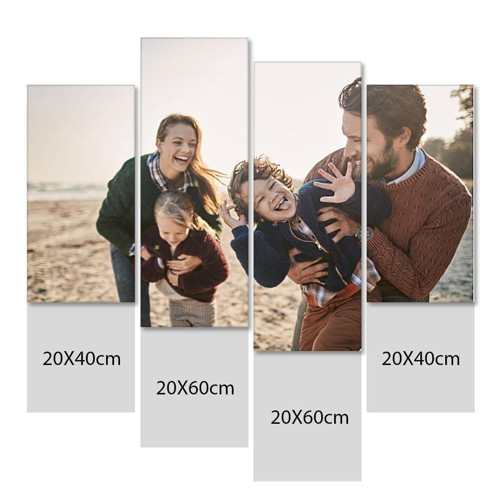 Custom 4 PCS Photo Oil Painting - Custom Photo To Canvas, Canvas Print, Wall Art Home Decor, Wedding Gift Personalized Gift (Frameless)