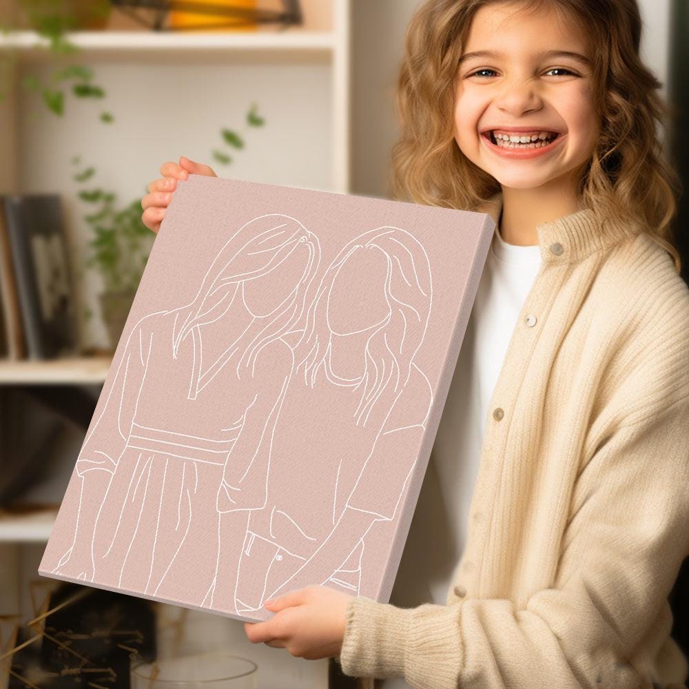 Custom Line Art Portrait from Photo – Personalized Canvas Wall Art – Minimalist Gift for Him, Her, Couples, Anniversary, Wedding