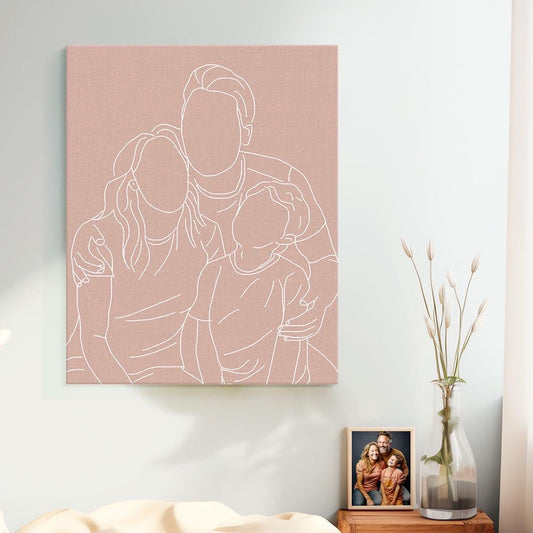 Custom Line Art Portrait from Photo – Personalized Canvas Wall Art – Minimalist Gift for Him, Her, Couples, Anniversary, Wedding