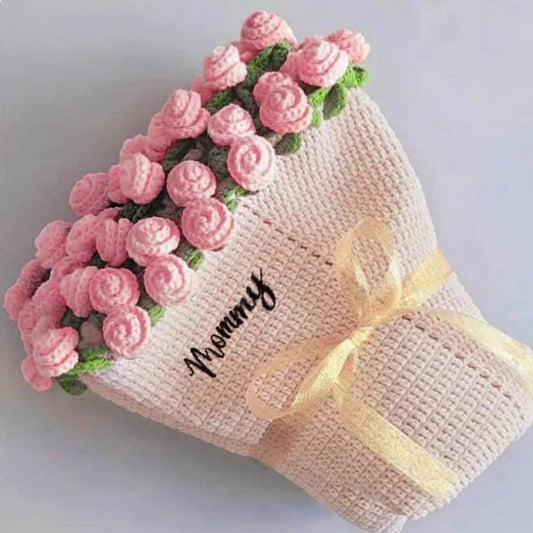 Custom Name Crochet Flower Blanket – Handmade Knitted Flower Throw Romantic Gift for Wife, Girlfriend, or Home Decor